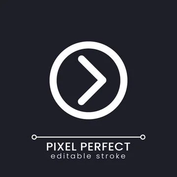 Right direction pointer pixel perfect white linear ui icon for dark theme Stock Illustration