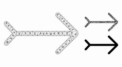 Right Direction Vector Mesh 2D Model and Triangle Mosaic Icon 스톡 일러스트