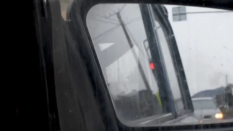 Right dirty car rear view mirror, mirror view Stock-Footage 106197310