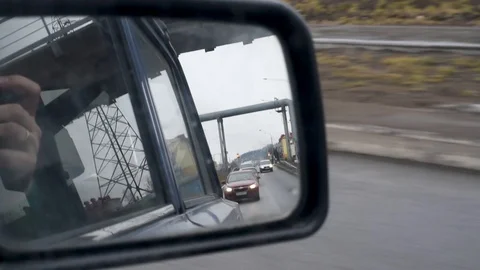 Right dirty car rear view mirror, mirror view Stock-Footage 106197321