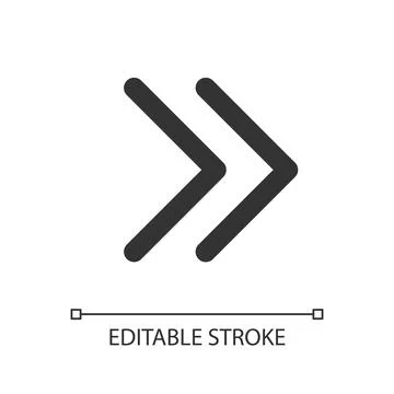 Right double arrow pixel perfect linear ui icon Stock Illustration
