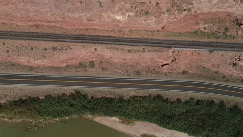 Right down the road in the red rocks Stock Footage 97307857