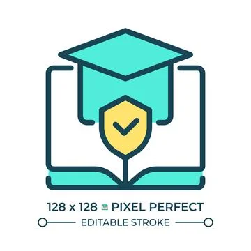 Right to education pixel perfect line color icon Stock Illustration