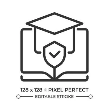 Right to education pixel perfect line icon Stock Illustration