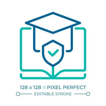 Right to education pixel perfect two color line icon Stock Illustration