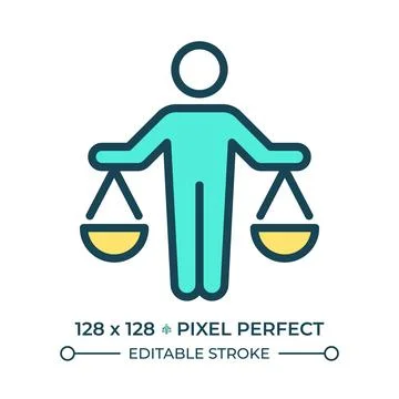 Right to equality before law pixel perfect line color icon Stock Illustration