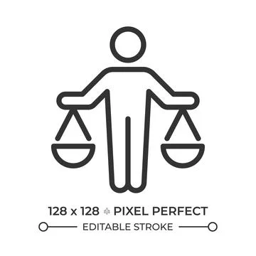 Right to equality before law pixel perfect line icon Stock Illustration