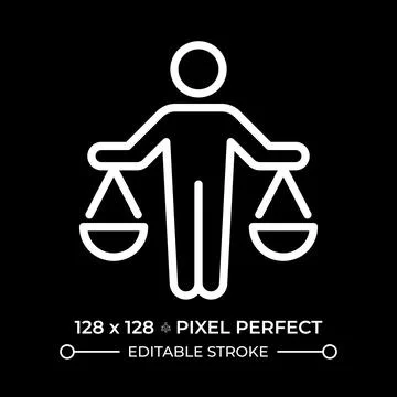 Right to equality before law pixel perfect white line icon in negative space Stock Illustration
