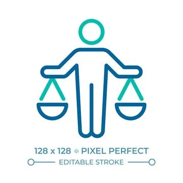 Right to equality before law pixel perfect two color line icon Stock Illustration