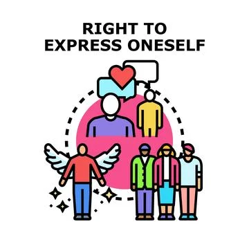 Right to express oneself concept freedom individuality Stock Illustration