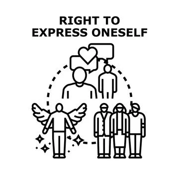 Right to express oneself concept freedom individuality Stock Illustration
