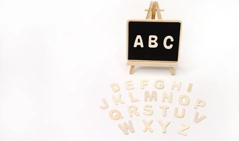 Right Frame A B C and Letters on Blackboard for Teaching Kids Stock Photos