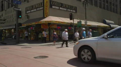 Right Front Three Quarter view of a Driving Plate: Car travels on South Broadway Stock Footage 59336587