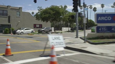 Right Front Three Quarter view of a Driving Plate: Car traveling on Pico Stock Footage 59461085