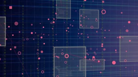 Right glow sparking panels emerging, nodes grouping and linking, showing network Stock Footage 335651861
