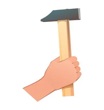 Right hand with conventional universal hammer for different types of work. Ob Stock Illustration