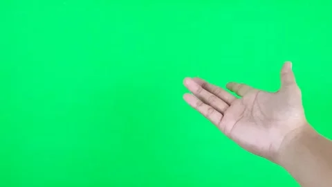 Right hand gesture presenting with green screen background Stock Footage 293600878