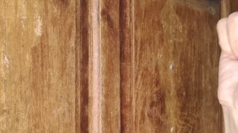 Right Hand Knocks on The Wooden Door of The House Stock Footage 292937254