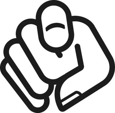 Right hand pointing finger at viewer. Front point of view. Stock Illustration