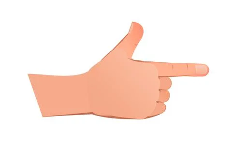 Right hand in pointing gesture. The object is isolated on white background. F Stock Illustration