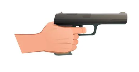 Right hand with standard firearm combat pistol. Object isolated on white Stock Illustration