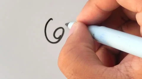 Right hand writing hello on White Stock Footage 24474107