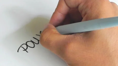 Right hand writing power on White Stock Footage 24466014