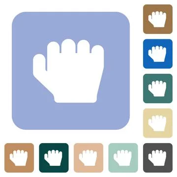 Right handed grab gesture rounded square flat icons Stock Illustration