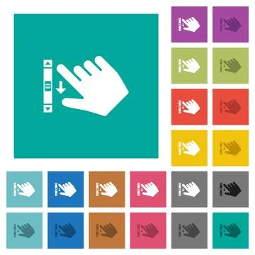 Right handed scroll down gesture square flat multi colored icons Illustrazione stock