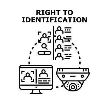 Right to identification accessing personal data using surveillance system Stock Illustration