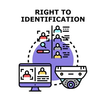 Right to identification accessing personal data using surveillance system Stock Illustration