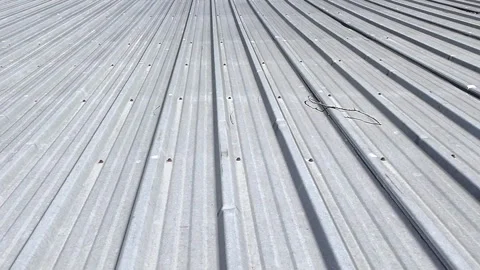 Right To Left Close Up Of The Lines Of A Tin Roof Stock Footage 310377779