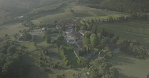 Right to Left Drone Orbit Around Tuscan Hills in Bucine, Italy Stock Footage 343931995