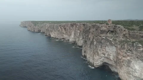 Right-to-Left Orbital Panorama of Menorca Island from the Mediterranean Sea Stock-Footage 344190885