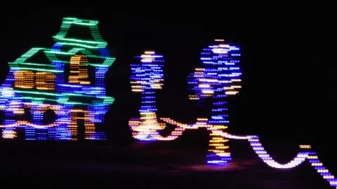 Right To Left Pan Of Christmas Decorations Outdoors Stock Footage 248180545