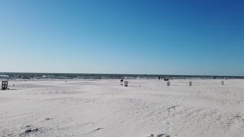 Right To Left Pan Of White Sandy Beach Stock Footage 127374808