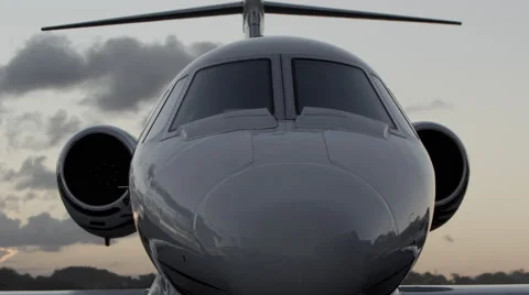 Right to Left Panning Shot of Private Jet Stock Footage 55692452