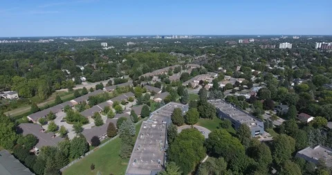 Right To Left Sideways Panorama Of Town Houses Apartments And Neighbourhoods Stock Footage 109423329