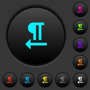 Right to left text direction dark push buttons with color icons Stock Illustration