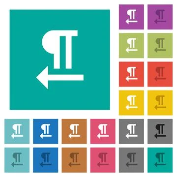 Right to left text direction square flat multi colored icons Stock Illustration