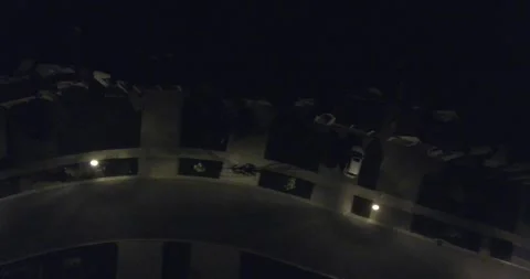 Right To Left Top Down Night Aerial Over Residential Street Stock-Footage 248072179