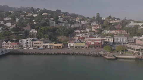 Right to left tracking of riverside houses 库存影片 336792512