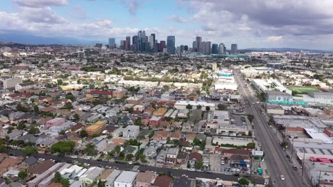 Right to left West Downtown Los Angeles Stock Footage 133396829
