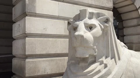 Right Lion Statue at Nottingham Council House Old Market Square England Video stock 336846687
