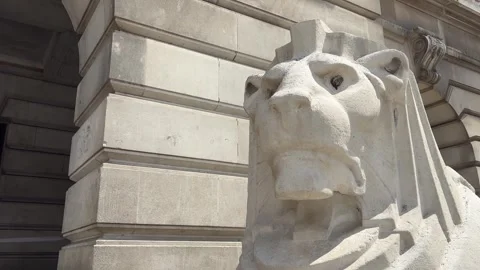 Right Lion Statue at Nottingham Council House Old Market Square England Stock Footage 336846735