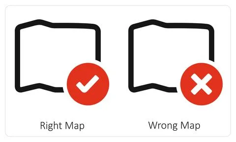 Right Map and Wrong Map Stock Illustration