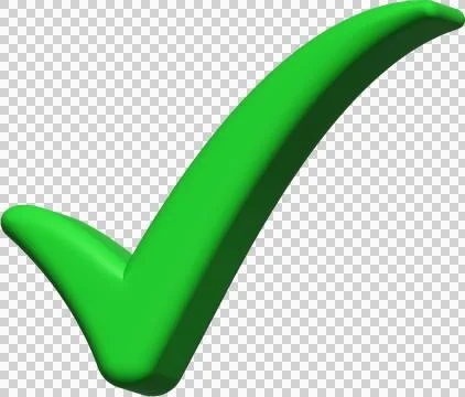 Right mark 3d, correct green icon, tick, vote, checkmark for message social.. Stock-Illustration
