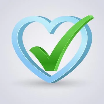 Right mark in blue heart Stock Illustration