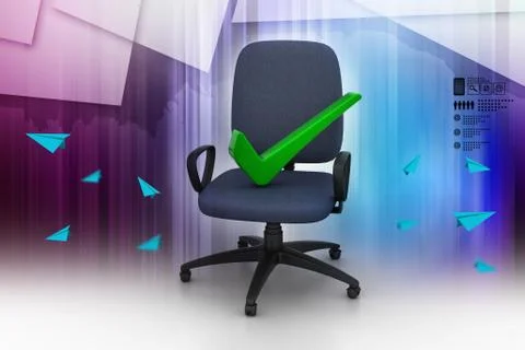 Right mark sitting comfortable computer chair 스톡 일러스트