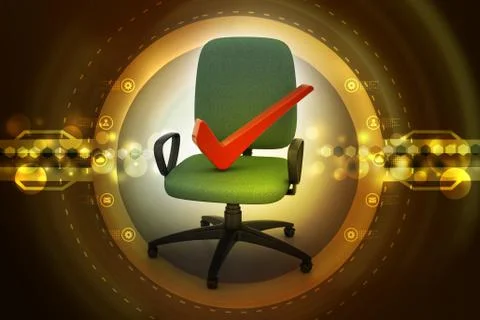 Right mark sitting comfortable computer chair 스톡 일러스트